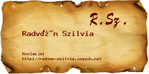 Radván Szilvia névjegykártya